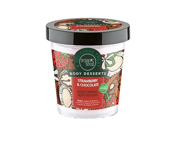 Mousse Delicios pentru Corp Strawberry &amp; Chocolate Organic Shop, 450 ml