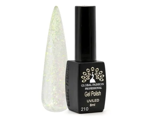 Oja semipermanenta Black Elite, Global Fashion 8 ml, Alb 210