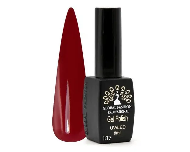 Oja semipermanenta Black Elite, Global Fashion 8 ml, Rosu 187