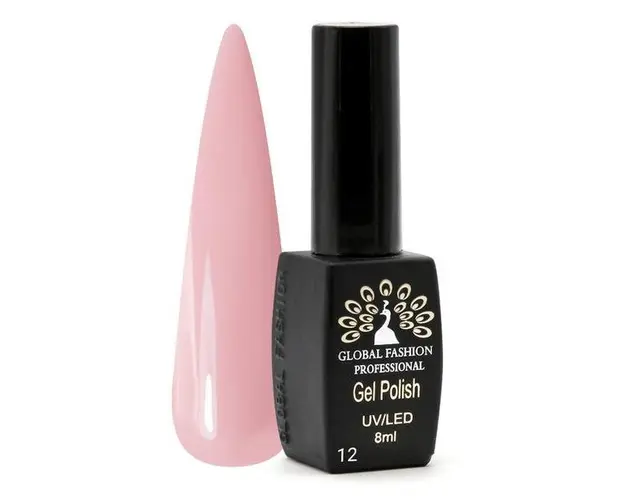 Oja semipermanenta Black Elite, Global Fashion 8 ml, Roz 012