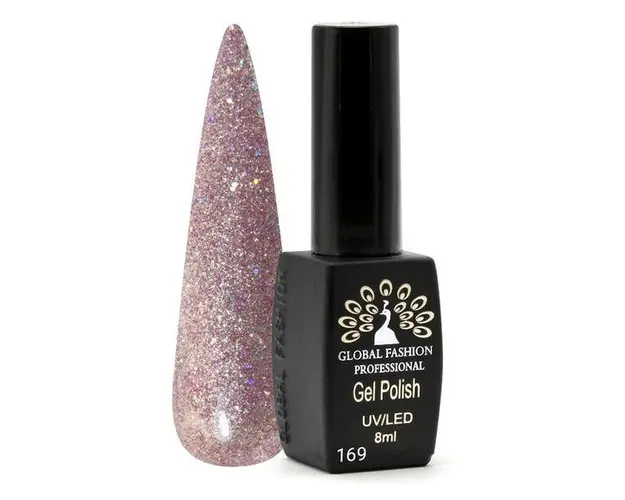 Oja semipermanenta Black Elite, Global Fashion 8 ml, Roz 169