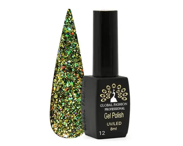 Oja semipermanenta, Global Fashion, Diamond Ball 8 ml, Verde 012