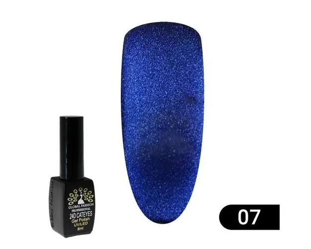 Oja semipermanenta, Global Fashion, 24D 2020 Cat Eye, 8 ml, Albastru 07