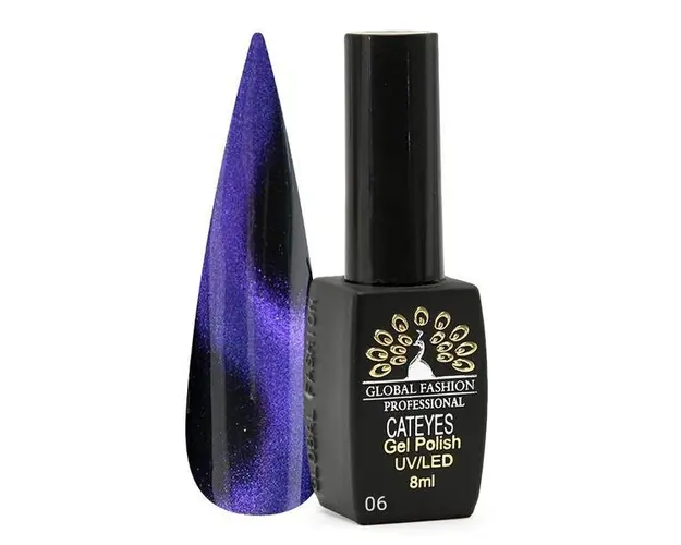 Oja semipermanenta, Global Fashion, 24D Cat Eye, 8 ml, Violet 06