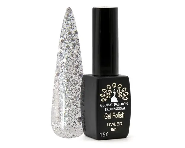Oja semipermanenta, Global Fashion, Black Elite, 8 ml, Argintiu 156