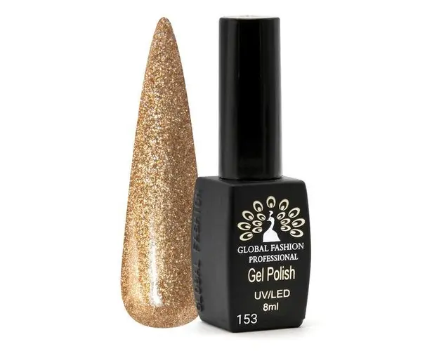 Oja semipermanenta, Global Fashion, Black Elite, 8 ml, Auriu 153