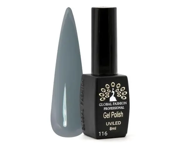 Oja semipermanenta, Global Fashion, Black Elite, 8 ml, Gri 116