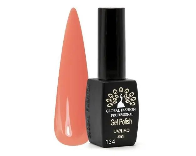 Oja semipermanenta, Global Fashion, Black Elite, 8 ml, Portocaliu pal 134