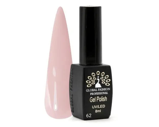 Oja semipermanenta, Global Fashion, Black Elite, 8 ml, Roz 062