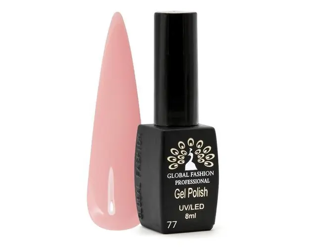 Oja semipermanenta, Global Fashion, Black Elite, 8 ml, Roz 077