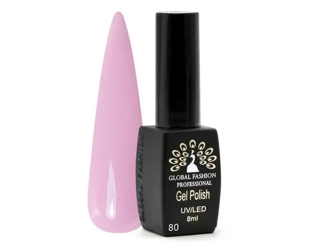 Oja semipermanenta, Global Fashion, Black Elite, 8 ml, Roz 080