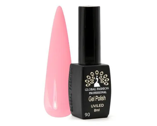 Oja semipermanenta, Global Fashion, Black Elite, 8 ml, Roz 090