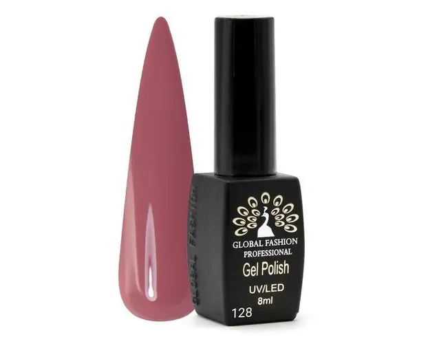 Oja semipermanenta, Global Fashion, Black Elite, 8 ml, Roz 128