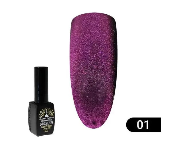 Oja semipermanenta, Global Fashion, Cat Eye 24D, 8 ml, Violet 01