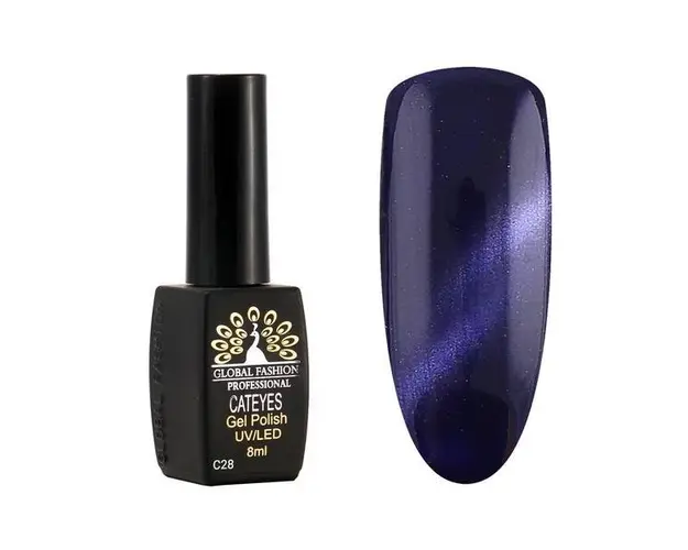 Oja semipermanenta, Global Fashion, Cat Eye, 8 ml, Albastru 28