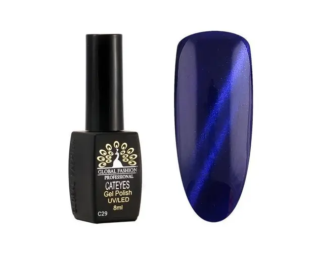 Oja semipermanenta, Global Fashion, Cat Eye, 8 ml, Albastru 29