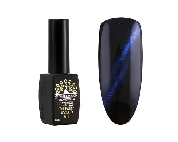 Oja semipermanenta, Global Fashion, Cat Eye, 8ml, Albastru 30