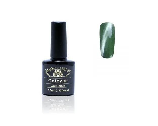 Oja semipermanenta, Global Fashion, Cat Eyes, 10 ml, Verde 15