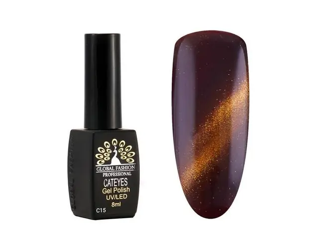 Oja semipermanenta, Global Fashion, Cat Eyes, 8 ml, Maro 15