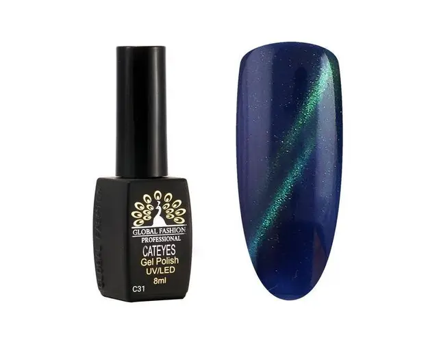 Oja semipermanenta, Global Fashion, Cat Eyes, 8ml, Albastru ,verde 31
