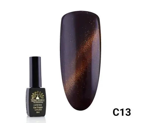 Oja semipermanenta, Global Fashion, Cat Eyes, 8ml, Maro 13