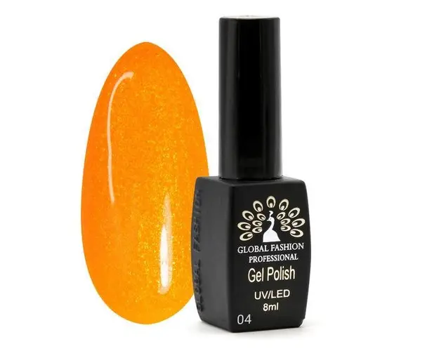 Oja semipermanenta, Global Fashion, Disco Summer 8 ml, Portocaliu 04
