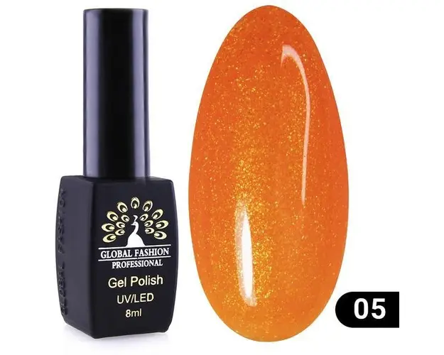 Oja semipermanenta, Global Fashion, Disco Summer, 8 ml, Portocaliu 05