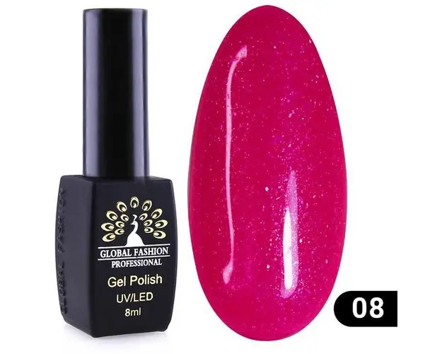 Oja semipermanenta, Global Fashion, Disco Summer 8 ml, Rosu 08
