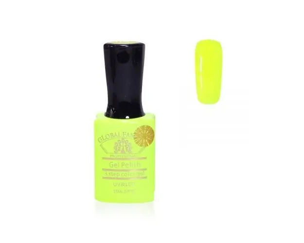 Oja semipermanenta, Global Fashion, Premium, 15 ml, Galben neon 108
