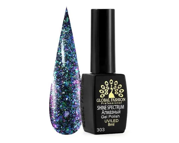 Oja semipermanenta, Global Fashion, Shine Spectrum, 8 ml, Albastru 303