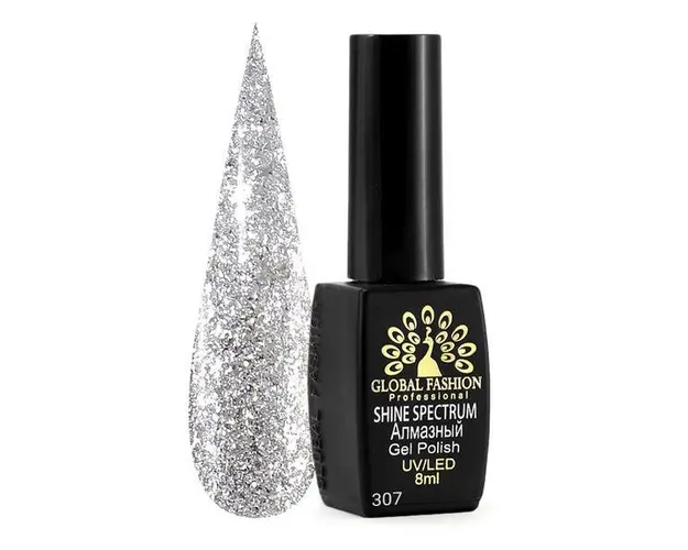 Oja semipermanenta, Global Fashion, Shine Spectrum, 8 ml , Argintiu 307