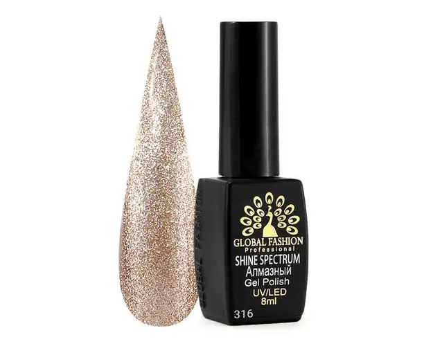 Oja semipermanenta, Global Fashion, Shine Spectrum, 8 ml, Auriu 316