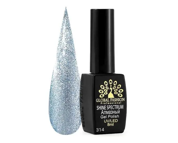 Oja semipermanenta, Global Fashion, Shine Spectrum, 8 ml, Gri 314