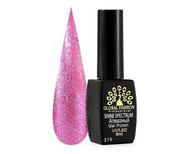 Oja semipermanenta, Global Fashion, Shine Spectrum, 8 ml, Roz 319