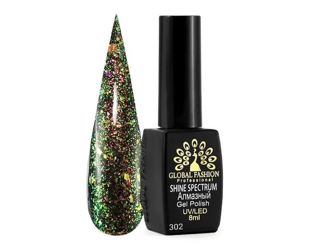 Oja semipermanenta, Global Fashion, Shine Spectrum, 8 ml, Verde 302