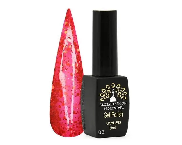 Oja semipermanenta, Global Fashion, Shine Spectrum Red, 8 ml, Rosu 02