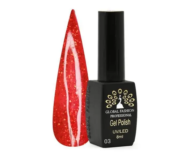 Oja semipermanenta, Global Fashion, Shine Spectrum Red, 8 ml, Rosu 03