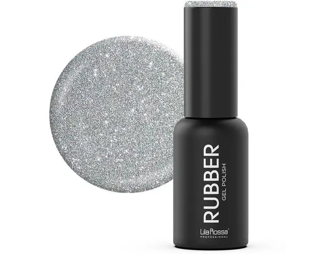 Oja Semipermanenta Rubber 023 Silver Glitter Sclipici Lila Rossa, 7 ml