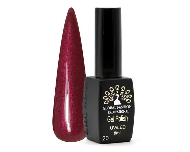 Oja semitransparenta Black Elite, Global Fashion 8 ml, Rosu 020