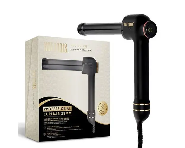 Ondulator Hot Tools Curlbar, Pro Artist Black Gold collection, 32 mm, 8 trepte de temperatura, HTCURL1110BG