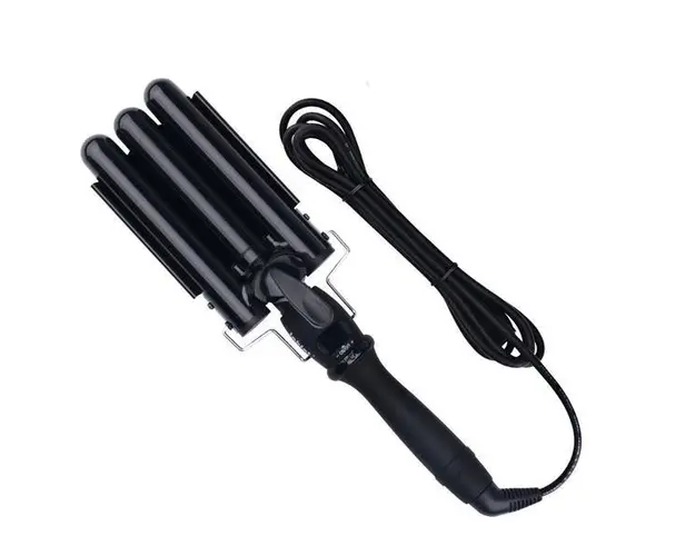 Ondulator Profesional Triplu Par 3 Tuburi 220 &deg;C, 50W, 25mm Grosime, Profesional Tourmaline Ceramic Black