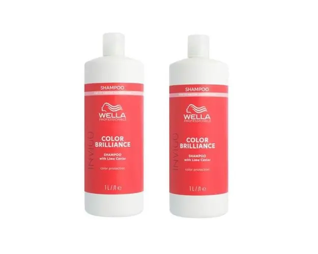 Pachet 2 x Sampon pentru Par Vopsit, Fir Subtire/Normal - Wella Professionals Invigo Color Brilliance Fine/Normal Shampoo, 1000 ml