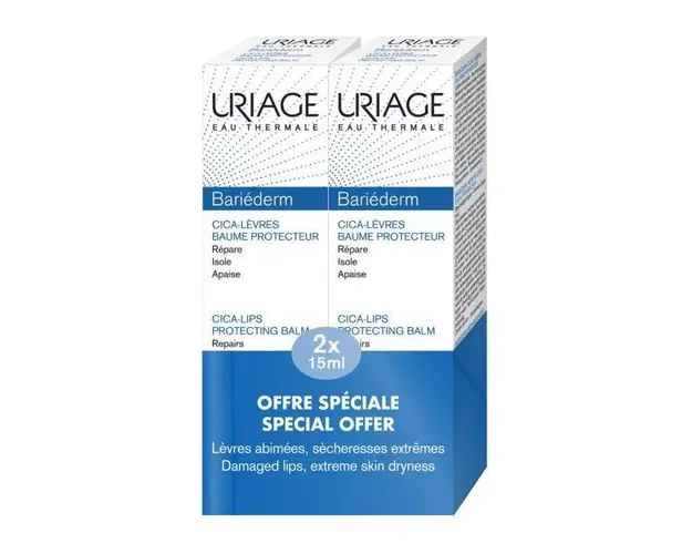 Pachet Balsam protectie buze Bariederm Cica, Uriage, 15 ml + 15 ml