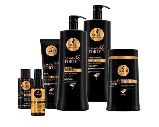 Pachet, Cavalo Forte, Haskell Cosmeticos ( sampon 1000ml + Balsam 1000ml + Masca 900 g + balsam 150ml + tratament 35ml + ser 35ml)