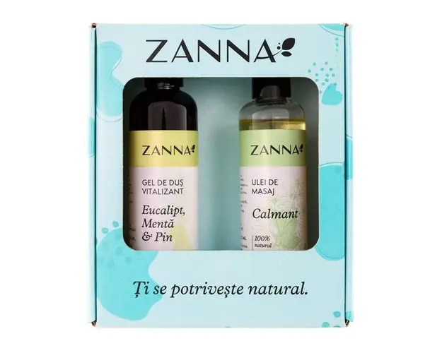 Pachet Zanna - Ulei de Masaj Calmant, 200 ml si Gel de Dus Vitalizant, 250 ml