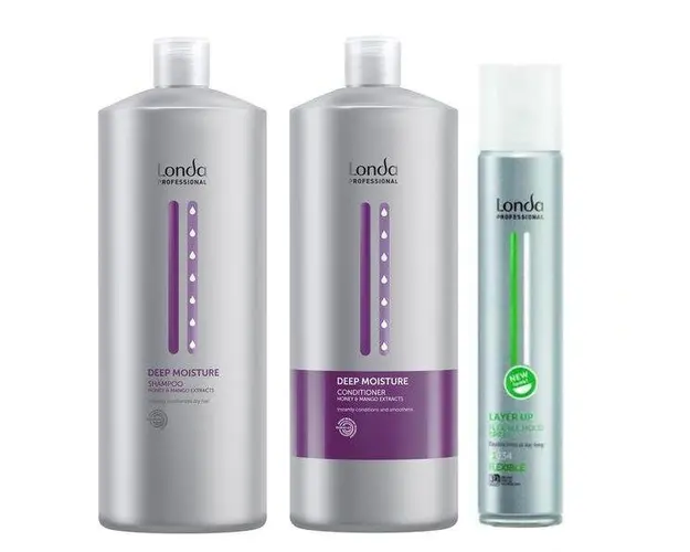 Pachet Hidratant - Londa Professional Deep Moisture: Sampon 1000 ml, Balsam 1000 ml, Fixativ 500 ml