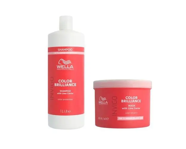 Pachet pentru Par Vopsit, Fin sau Normal - Wella Professionals Invigo Color Brilliance Vibrant Color: Sampon 1000 ml + Masca Fine/Normal Hair, 500 ml