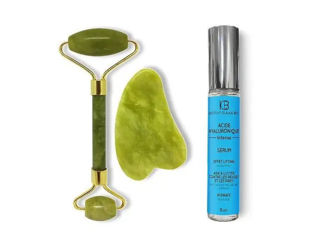 Pachet Promo Rola de Jad si Gua Sha si Serum Acid Hyaluronique ( 1 rola jad + 1 piatra gua sha + 1 serum 15), Institut Claude Bell
