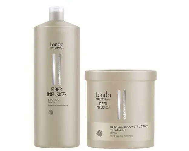 Pachet Reconstructiv cu Cheratina - Londa Professional Fiber Infusion: Sampon 1000 ml, Tratament 750 ml