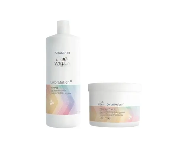 Pachet Restructurant pentru Par Vopsit Wella Professionals Color Motion +: Sampon 1000ml + Masca 500 ml